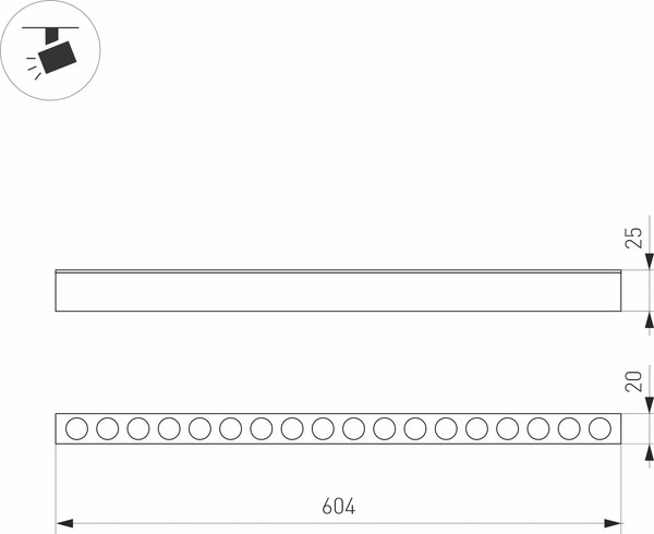 Изображение товара Трековый светильник Arlight MAG-DOTS-25-L600-18W Warm3000 BK 30deg / 046327