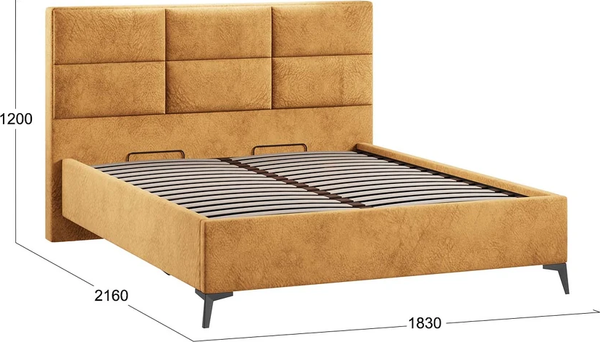 Изображение товара Каркас кровати ТриЯ Делана Тип 1 с подъемным механизмом 160x200 (микровелюр Wellmart Yellow)