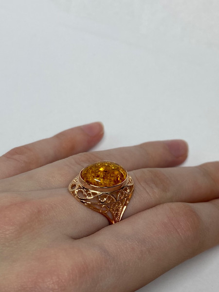 Изображение товара Кольцо Wolves Янтарь №1 1626 (р.17.5)