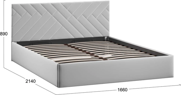 Изображение товара Двуспальная кровать ТриЯ Кевия Тип 1 160x200 (велюр Confetti Silver)