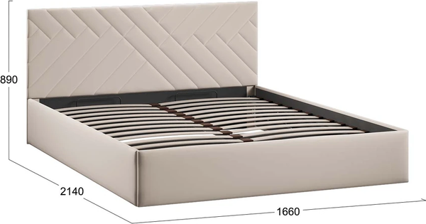 Изображение товара Двуспальная кровать ТриЯ Кевия Тип 1 с подъемным механизмом 160x200 (велюр Confetti Cream)