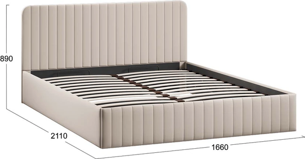 Изображение товара Двуспальная кровать ТриЯ Шелли Тип 1 с подъемным механизмом 160x200 (велюр Confetti Cream)