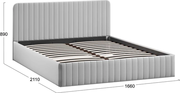 Изображение товара Двуспальная кровать ТриЯ Шелли Тип 1 с подъемным механизмом 160x200 (велюр Confetti Silver)