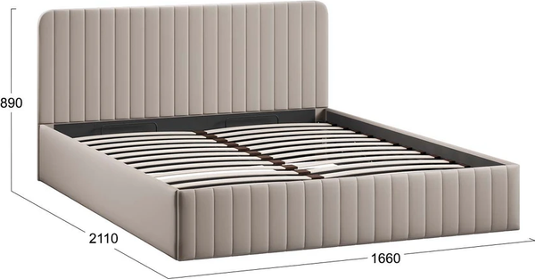 Изображение товара Двуспальная кровать ТриЯ Шелли Тип 1 с подъемным механизмом 160x200 (велюр Confetti Smoke)