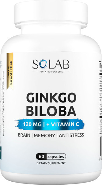 Изображение товара Пищевая добавка SOLAB Гинкго Билоба + Витамин С (60 капсул)