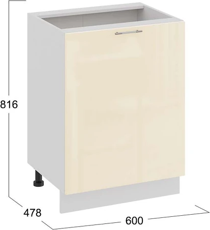 Изображение товара Шкаф-стол кухонный ТриЯ Весна 1Н6 с одной дверью (белый/ваниль глянец)