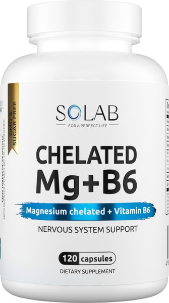 Изображение товара Витаминно-минеральный комплекс SOLAB Магний бисглицинат + В6 (120 капсул)