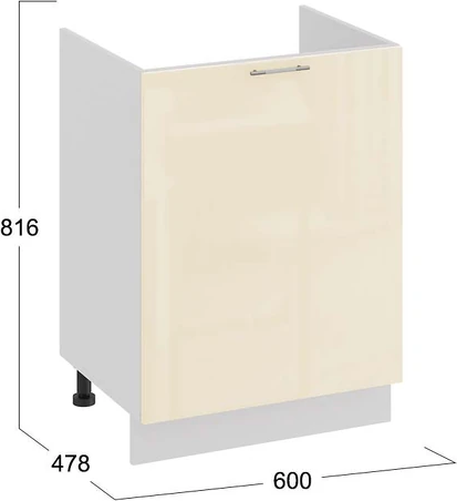 Изображение товара Шкаф под мойку ТриЯ Весна 1Н6М с одной дверью (белый/ваниль глянец)