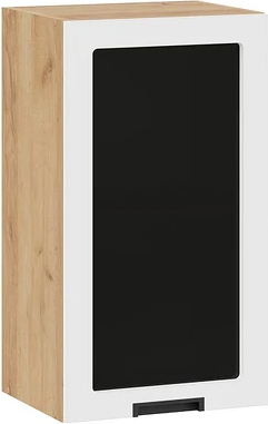 Изображение товара Шкаф навесной для кухни ТриЯ Гренада 1В4С с одной дверью со стеклом (дуб крафт золотой/холст белый)