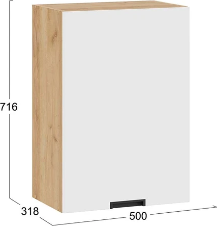 Изображение товара Шкаф навесной для кухни ТриЯ Гренада 1В5 с одной дверью (дуб крафт золотой/холст белый)