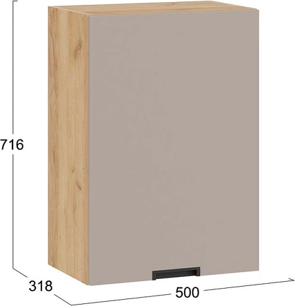 Изображение товара Шкаф навесной для кухни ТриЯ Гренада 1В5 с одной дверью (дуб крафт золотой/холст латте)