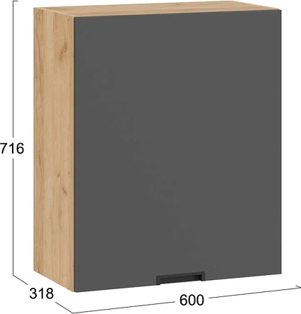 Изображение товара Шкаф навесной для кухни ТриЯ Гренада 1В6 с одной дверью (дуб крафт золотой/холст вулкан)