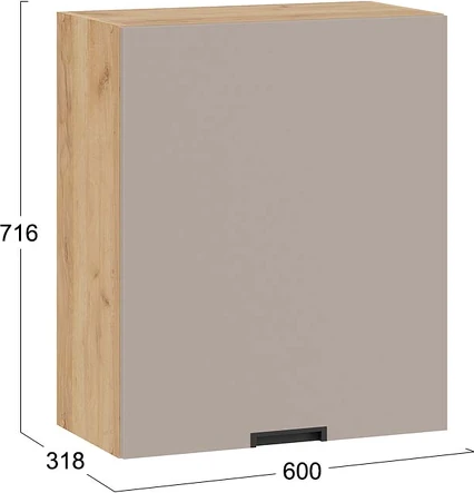 Изображение товара Шкаф навесной для кухни ТриЯ Гренада 1В6 с одной дверью (дуб крафт золотой/холст латте)