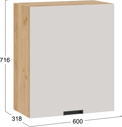 Изображение товара Шкаф навесной для кухни ТриЯ Гренада 1В6 с одной дверью (дуб крафт золотой/холст мокко)