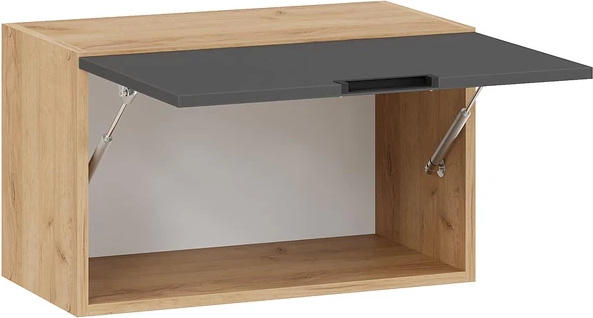 Изображение товара Шкаф навесной для кухни ТриЯ Гренада 1В6Г с одной откидной дверью (дуб крафт золотой/холст вулкан)