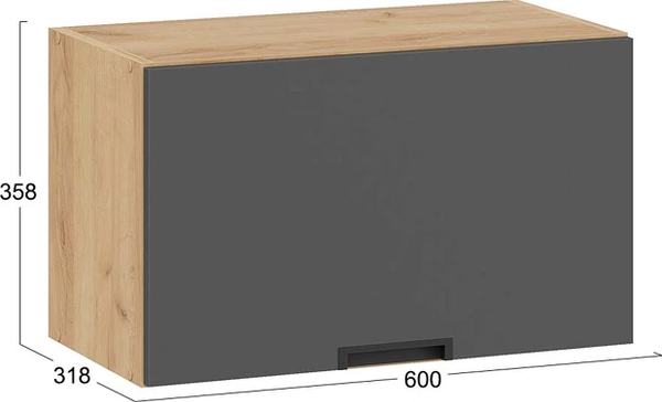 Изображение товара Шкаф навесной для кухни ТриЯ Гренада 1В6Г с одной откидной дверью (дуб крафт золотой/холст вулкан)