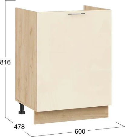 Изображение товара Шкаф под мойку ТриЯ Весна 1Н6М с одной дверью (дуб крафт золотой/ваниль глянец)