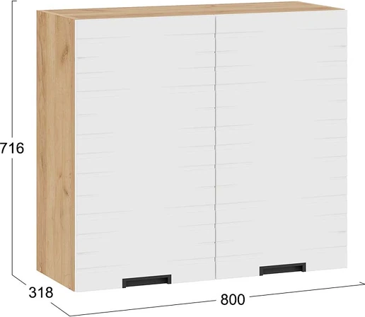 Изображение товара Шкаф навесной для кухни ТриЯ Гренада 1В8 с двумя дверями (дуб крафт золотой/холст белый)