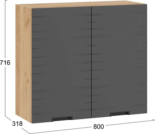 Изображение товара Шкаф навесной для кухни ТриЯ Гренада 1В8 с двумя дверями (дуб крафт золотой/холст вулкан)