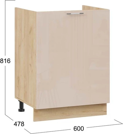 Изображение товара Шкаф под мойку ТриЯ Весна 1Н6М с одной дверью (дуб крафт золотой/кофе с молоком)