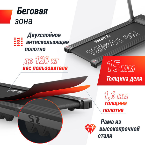 Изображение товара Электрическая беговая дорожка UNIX Fit Hi-tech S2 Metallic / TDHTS2M