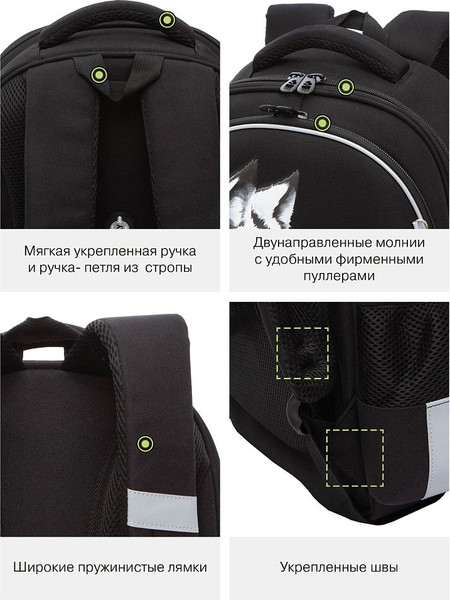 Изображение товара Школьный рюкзак Grizzly RAz-587-2 (черный)