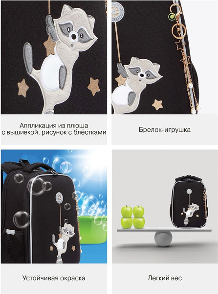 Изображение товара Школьный рюкзак Grizzly RAw-594-12 (черный)