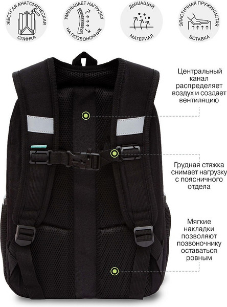 Изображение товара Школьный рюкзак Grizzly RAw-594-12 (черный)