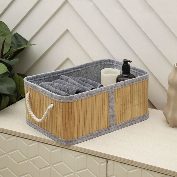 Изображение товара Корзина Natural House Бамбук 380x270x160 / Shan-17L (натуральный/серый)