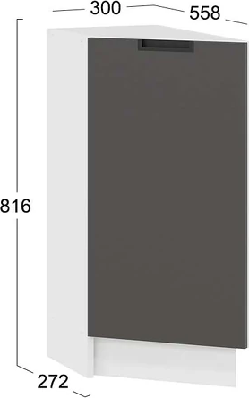 Изображение товара Шкаф-стол кухонный ТриЯ Гренада торцевой с одной дверью 1Н3Т (белый/холст вулкан)