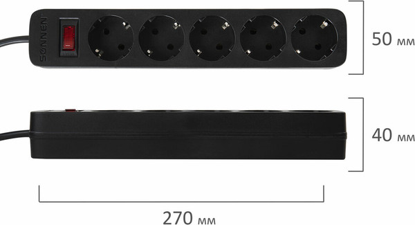 Изображение товара Сетевой фильтр Sonnen SPB-505 / 513658 (5м, 5 розеток, черный)
