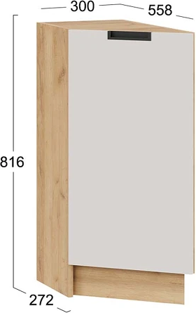 Изображение товара Шкаф-стол кухонный ТриЯ Гренада торцевой с одной дверью 1Н3Т (дуб крафт золотой/холст мокко)