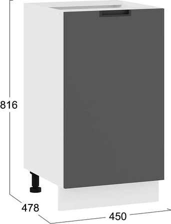 Изображение товара Шкаф-стол кухонный ТриЯ Гренада с одной дверью 1Н45 (белый/холст вулкан)