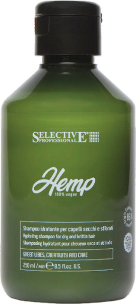 Изображение товара Шампунь для волос Selective Professional Hemp Увлажняющий для сухих и и ломких волос (250мл)