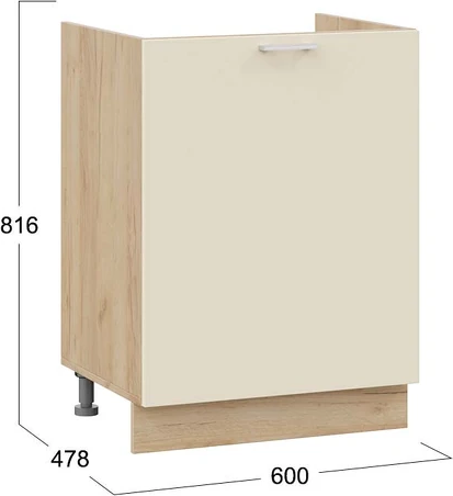 Изображение товара Шкаф под мойку ТриЯ Габриэлла 1Н6М с одной дверью (дуб крафт золотой/крем)