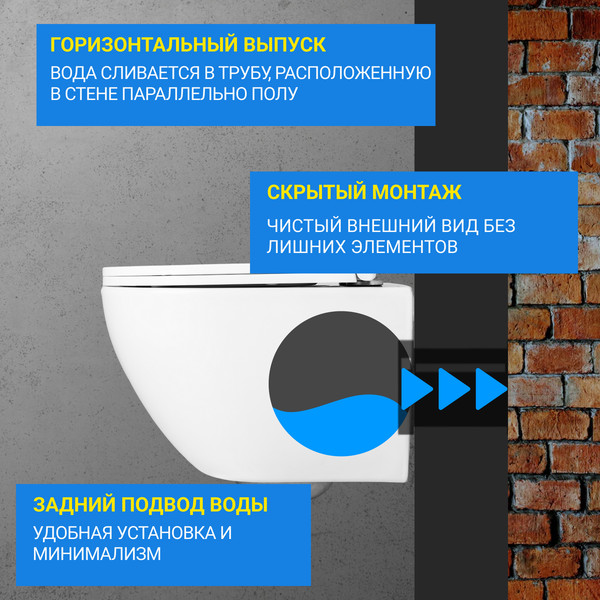 Изображение товара Унитаз подвесной с инсталляцией Saniteco KW-9003W Rimles + TECE 9400414