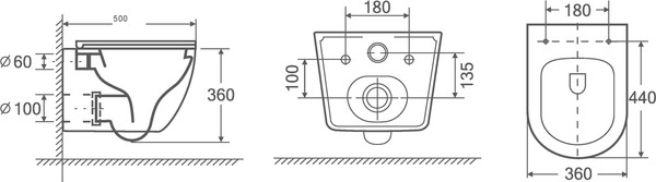 Изображение товара Унитаз подвесной с инсталляцией Saniteco KW-9003W Single Hole + TECE Kit 9400412