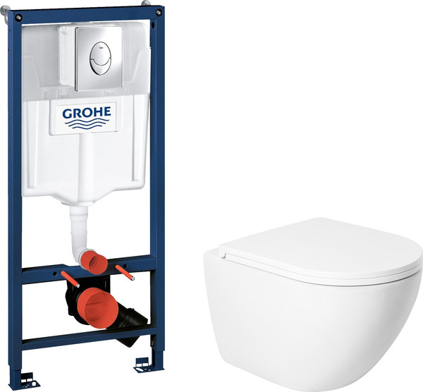 Изображение товара Унитаз подвесной с инсталляцией Saniteco KW-9003W Single Hole + GROHE Rapid SL 38721001