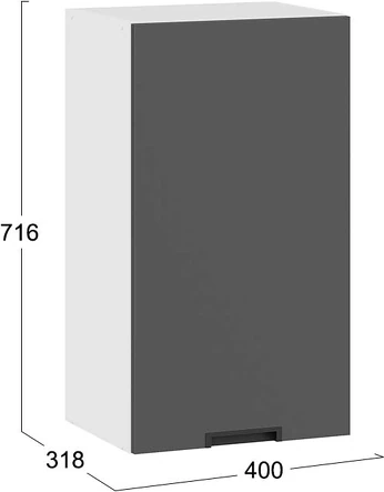 Изображение товара Шкаф навесной для кухни ТриЯ Гренада 1В4 с одной дверью (белый/холст вулкан)