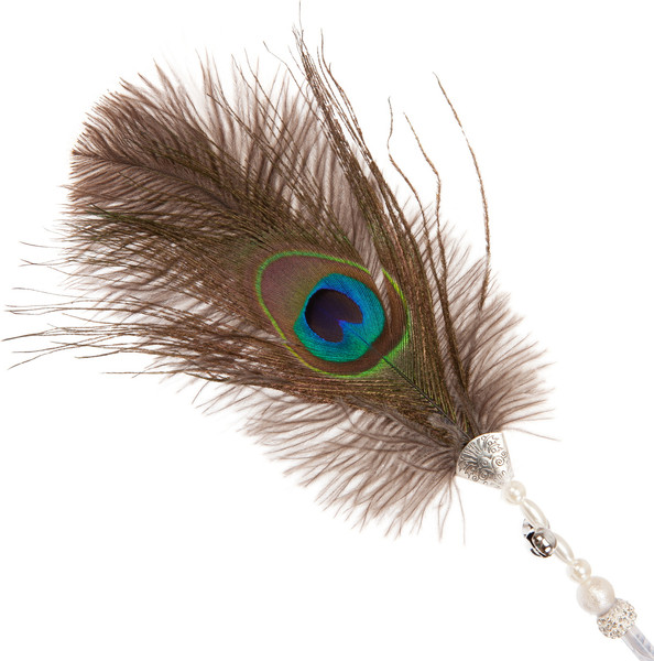 Изображение товара Игрушка для кошек ZooZooZoo Удочка-дразнилка Перо павлина / HM-15