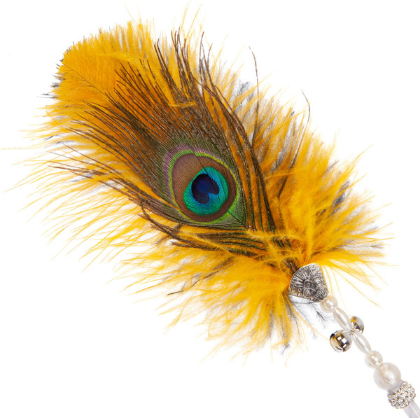 Изображение товара Игрушка для кошек ZooZooZoo Удочка-дразнилка Перо павлина / HM-15