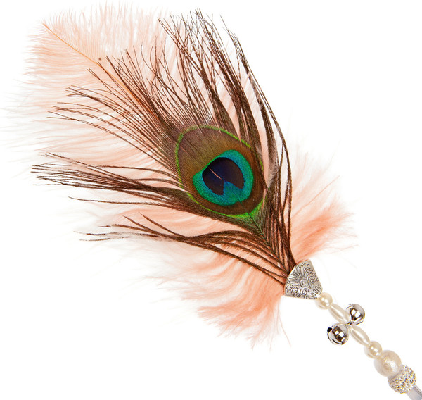 Изображение товара Игрушка для кошек ZooZooZoo Удочка-дразнилка Перо павлина / HM-15