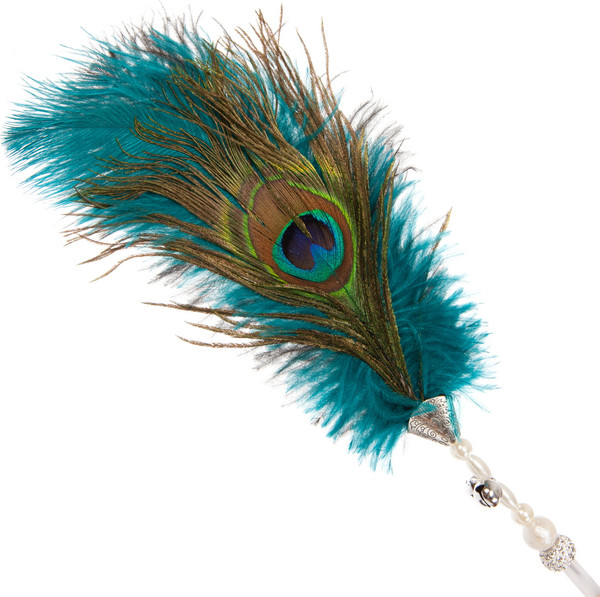 Изображение товара Игрушка для кошек ZooZooZoo Удочка-дразнилка Перо павлина / HM-15