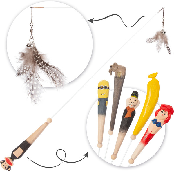 Изображение товара Игрушка для кошек ZooZooZoo Удочка-дразнилка Перышки / YM-31