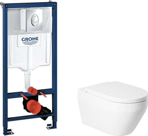 Изображение товара Унитаз подвесной с инсталляцией Saniteco KW-9009W + GROHE Rapid SL 38721001