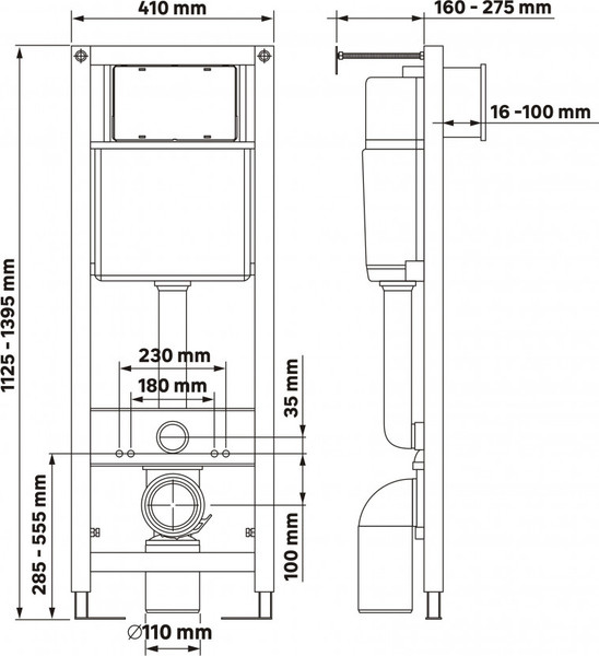 Изображение товара Унитаз подвесной с инсталляцией Saniteco KW-9009W + Berges АТОМ 410 040333 (с кнопкой)