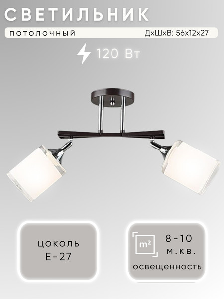 Изображение товара Потолочный светильник Aitin-Pro НПБ 02-2x60-101 / N5959/2 (кофе/хром)