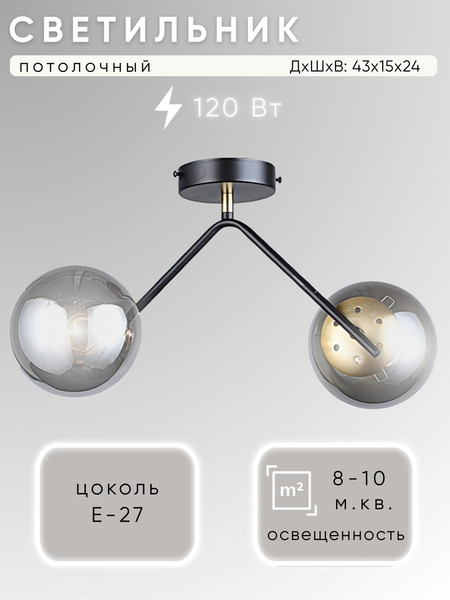 Изображение товара Потолочный светильник Aitin-Pro НПБ 02-2x60-102 / N36378/2 (черный/бронза)