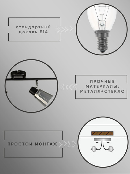 Изображение товара Люстра Aitin-Pro НПБ 02-3x40-102 / 1434/3 (черный/хром)