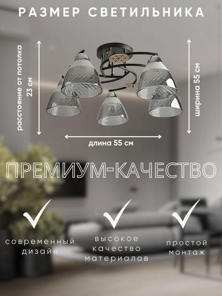 Изображение товара Люстра Aitin-Pro НПБ 02-5x60-101 / 8245/5 (черный/хром)